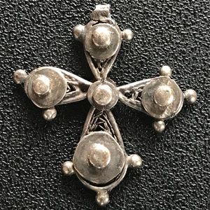 Teeny Weaved Ethiopian Silver Cross Pendant